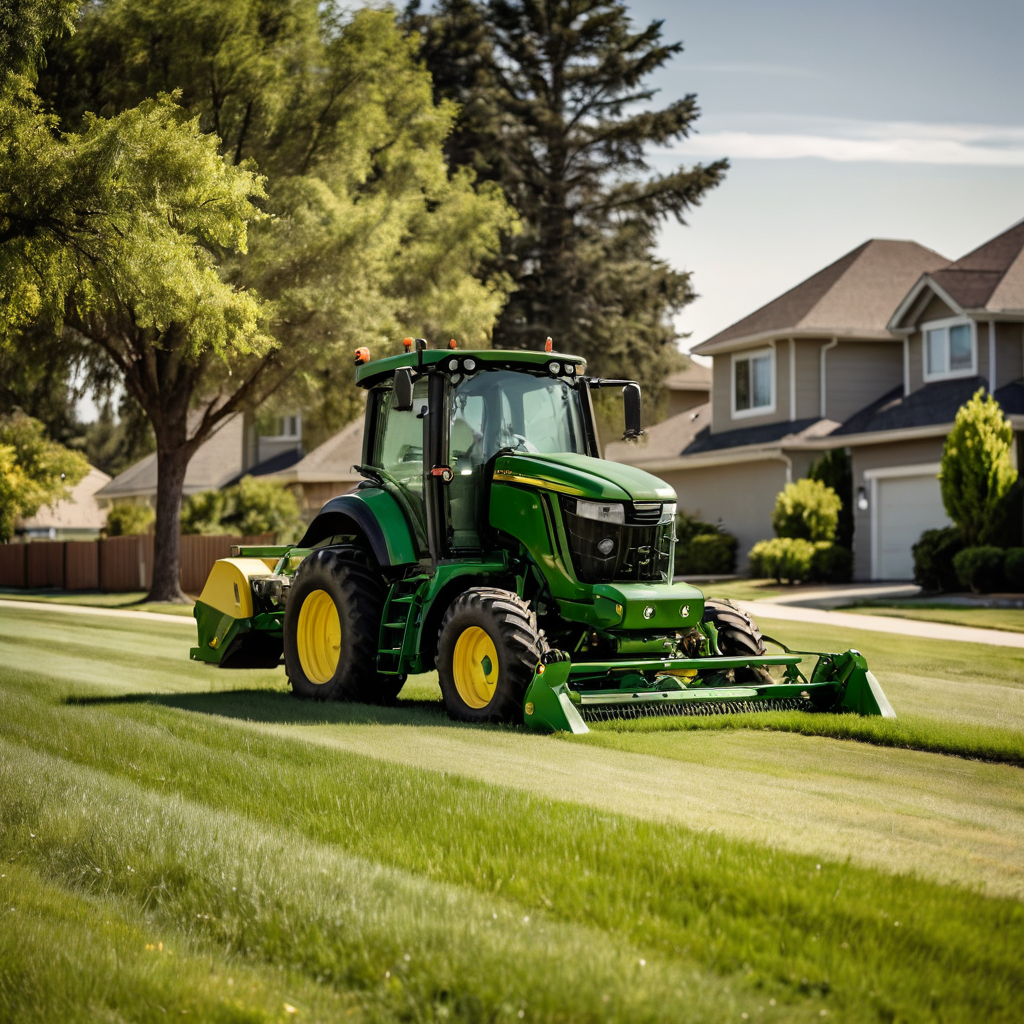 A tractor in suburb