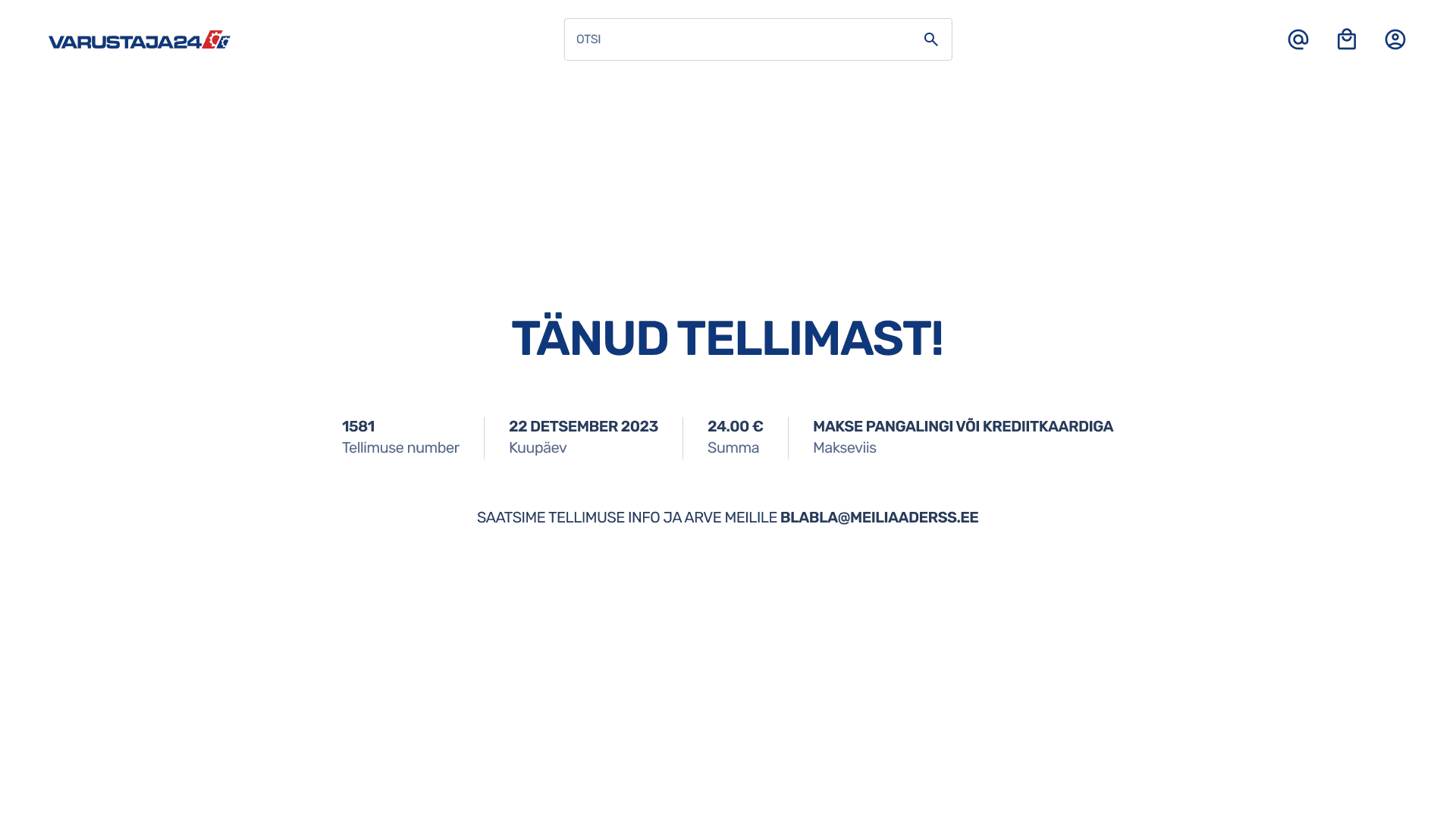 Varustaja24 ostu eest tänamine